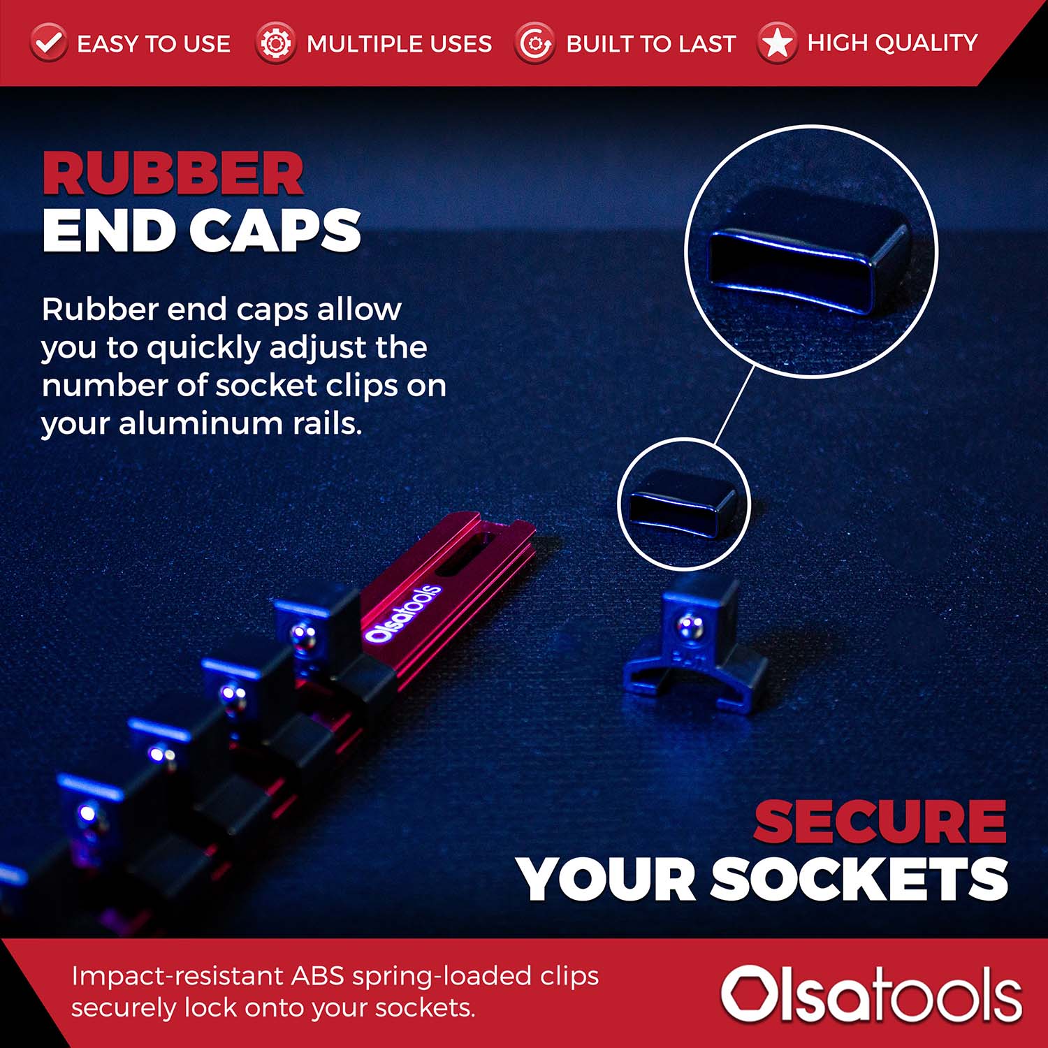 Aluminum Socket Organizer Rails With Rubber End Caps - Image 109
