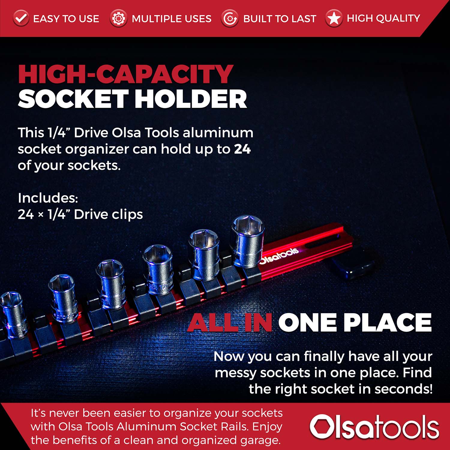 Aluminum Socket Organizer Rails With Rubber End Caps - Image 111