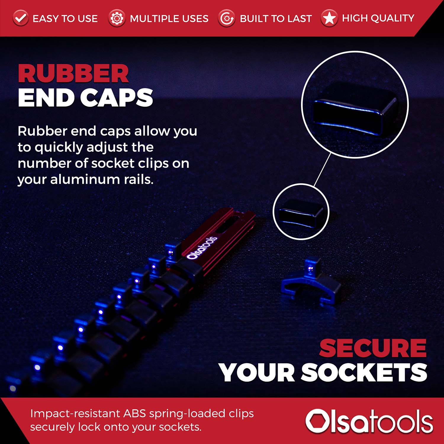 Aluminum Socket Organizer Rails With Rubber End Caps - Image 113