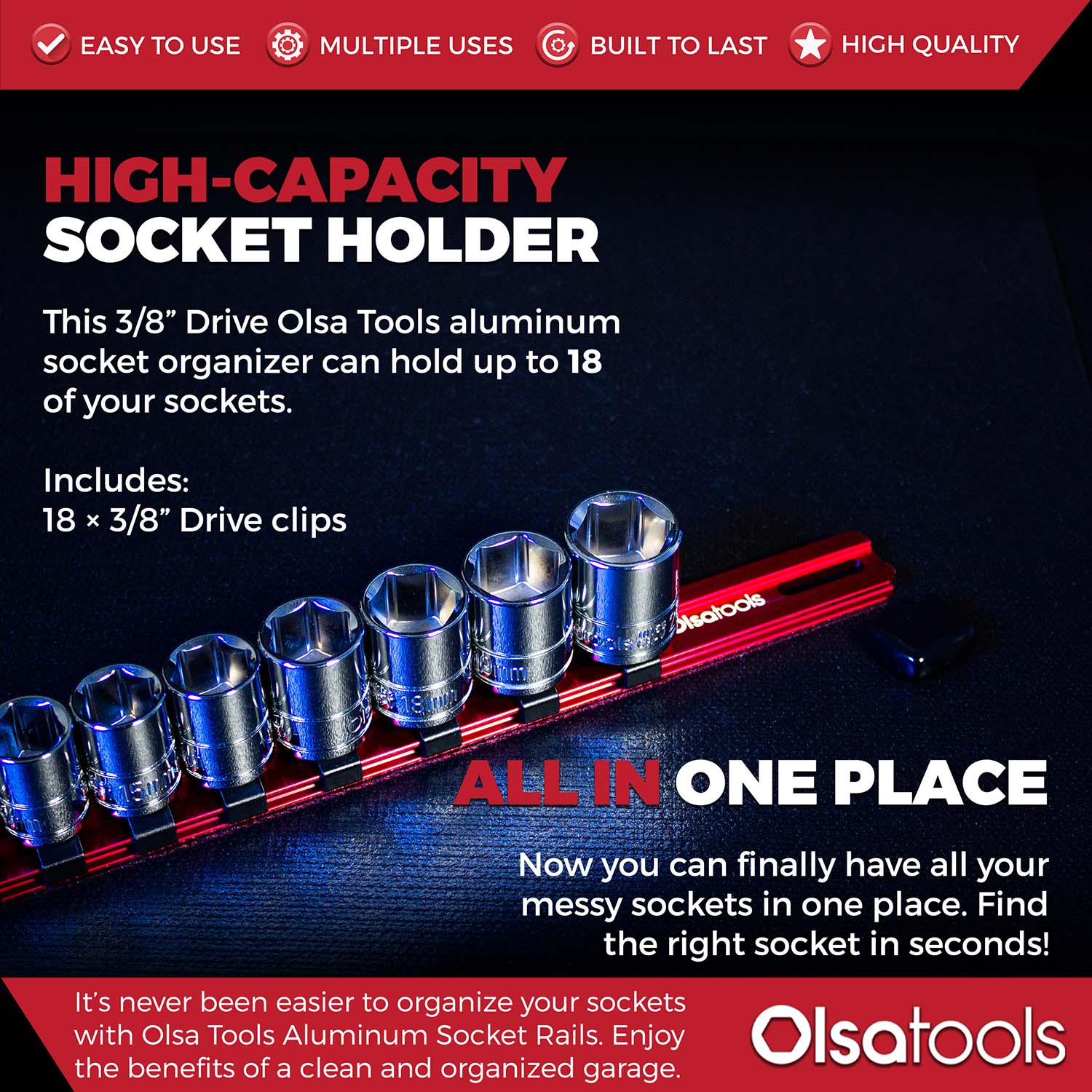 Aluminum Socket Organizer Rails With Rubber End Caps - Image 115