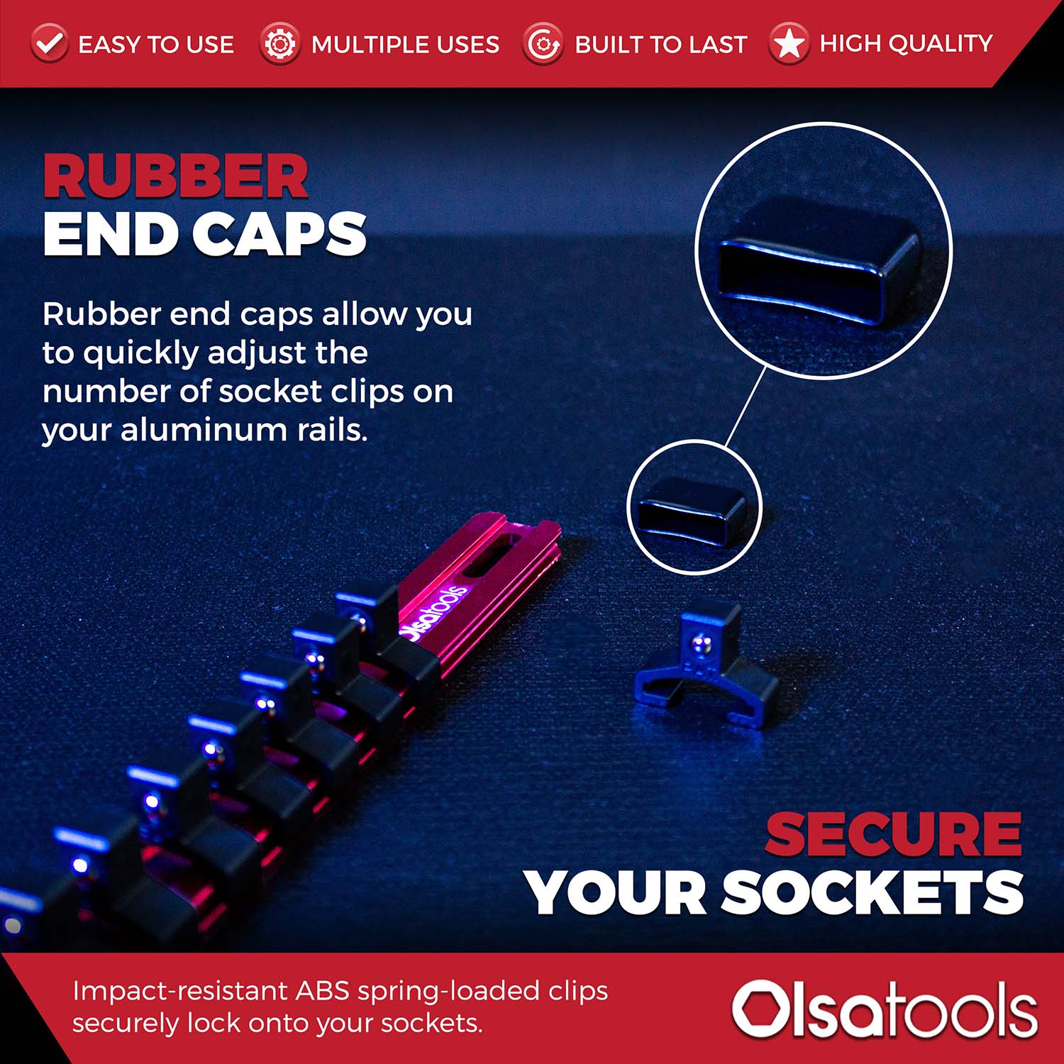 Aluminum Socket Organizer Rails With Rubber End Caps - Image 117