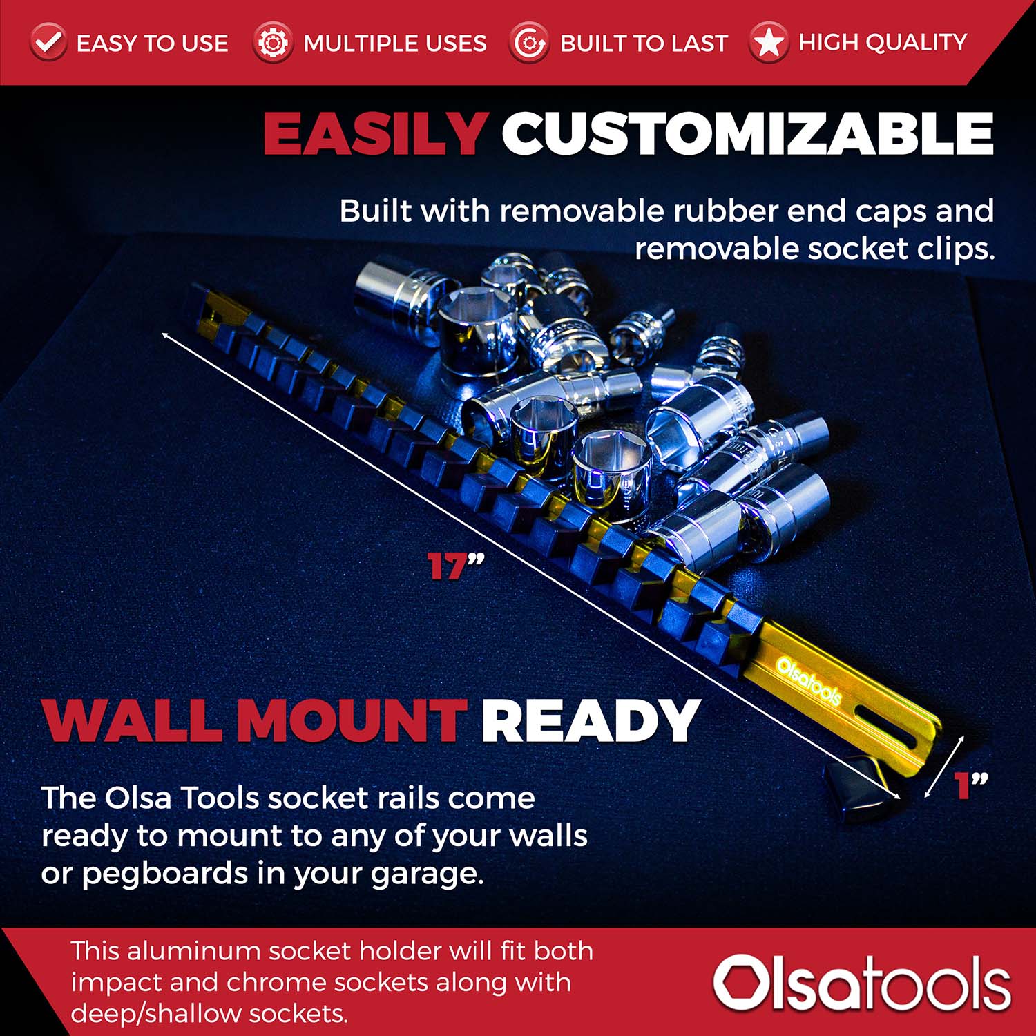 Aluminum Socket Organizer Rails With Rubber End Caps - Image 128