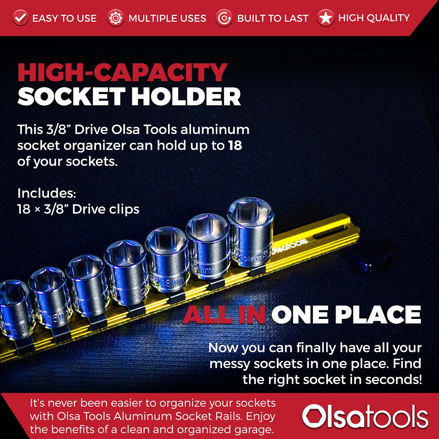 Aluminum Socket Organizer Rails With Rubber End Caps - Image 135