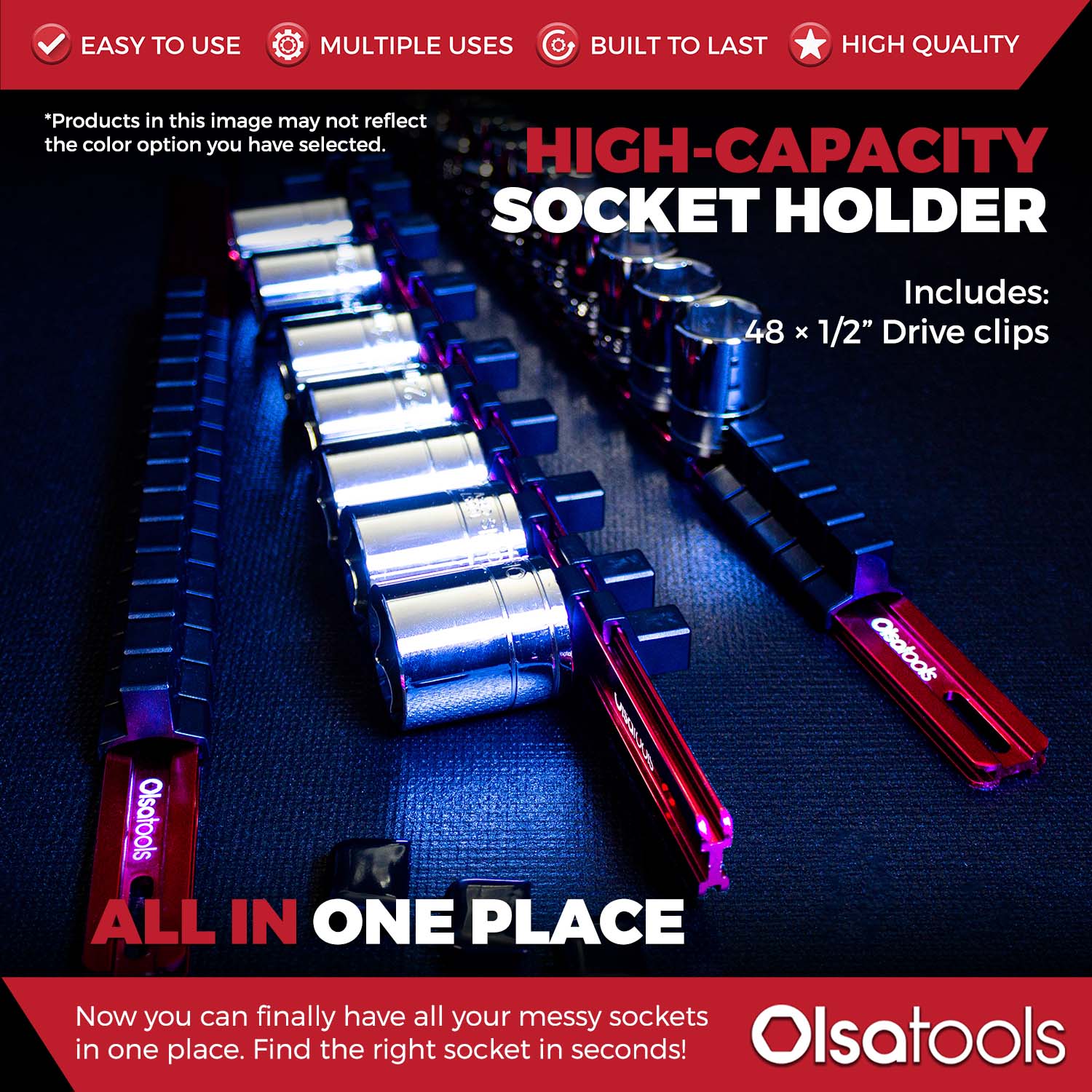 Aluminum Socket Organizer Rails With Rubber End Caps - Image 143
