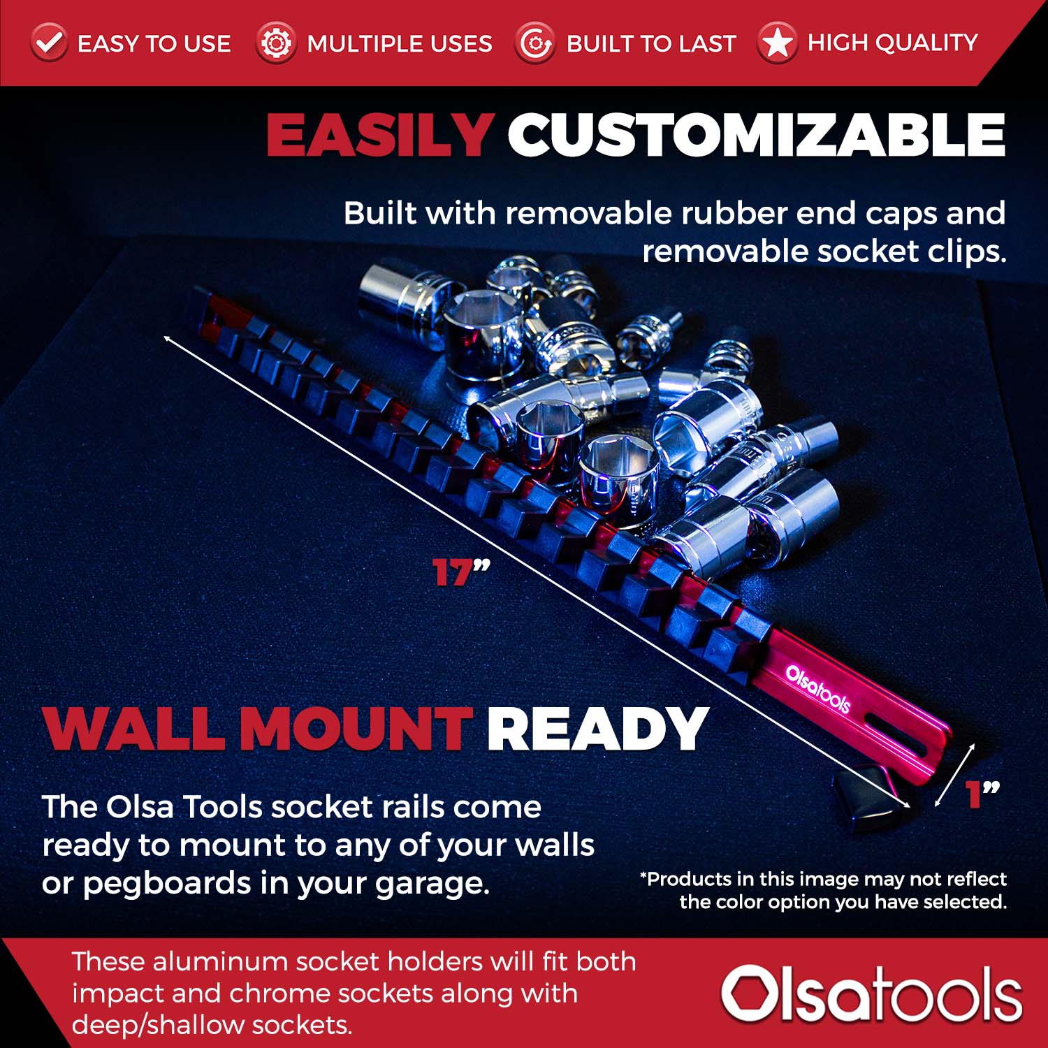 Aluminum Socket Organizer Rails With Rubber End Caps - Image 144