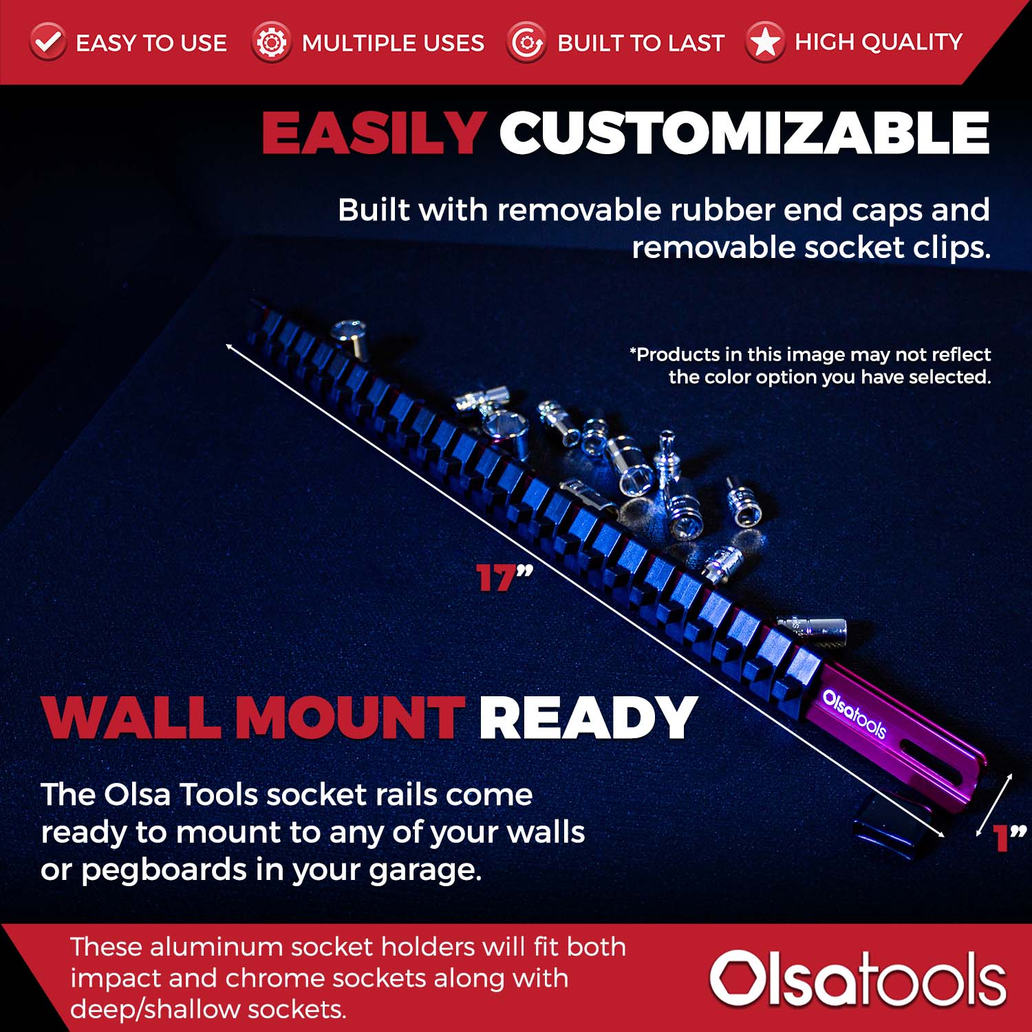 Aluminum Socket Organizer Rails With Rubber End Caps - Image 148