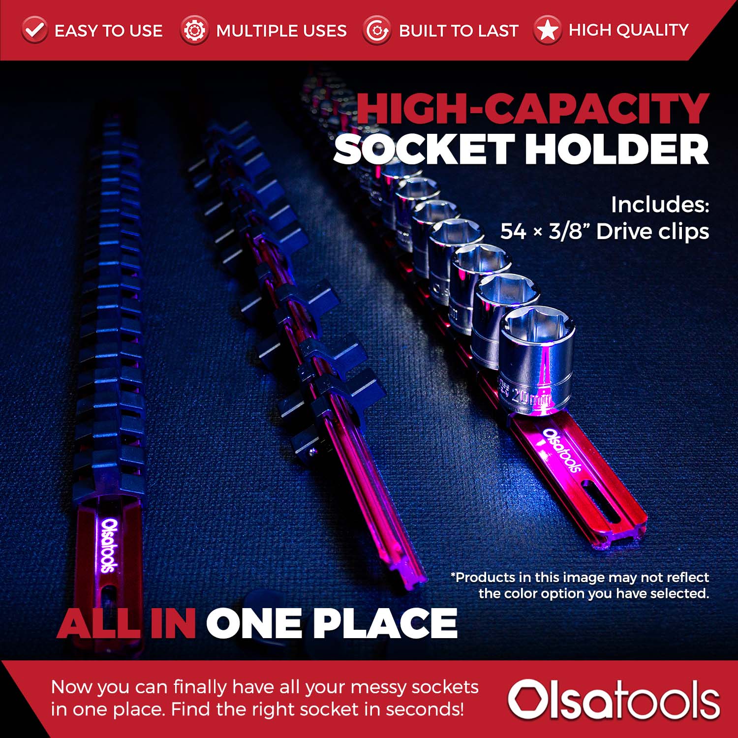 Aluminum Socket Organizer Rails With Rubber End Caps - Image 151