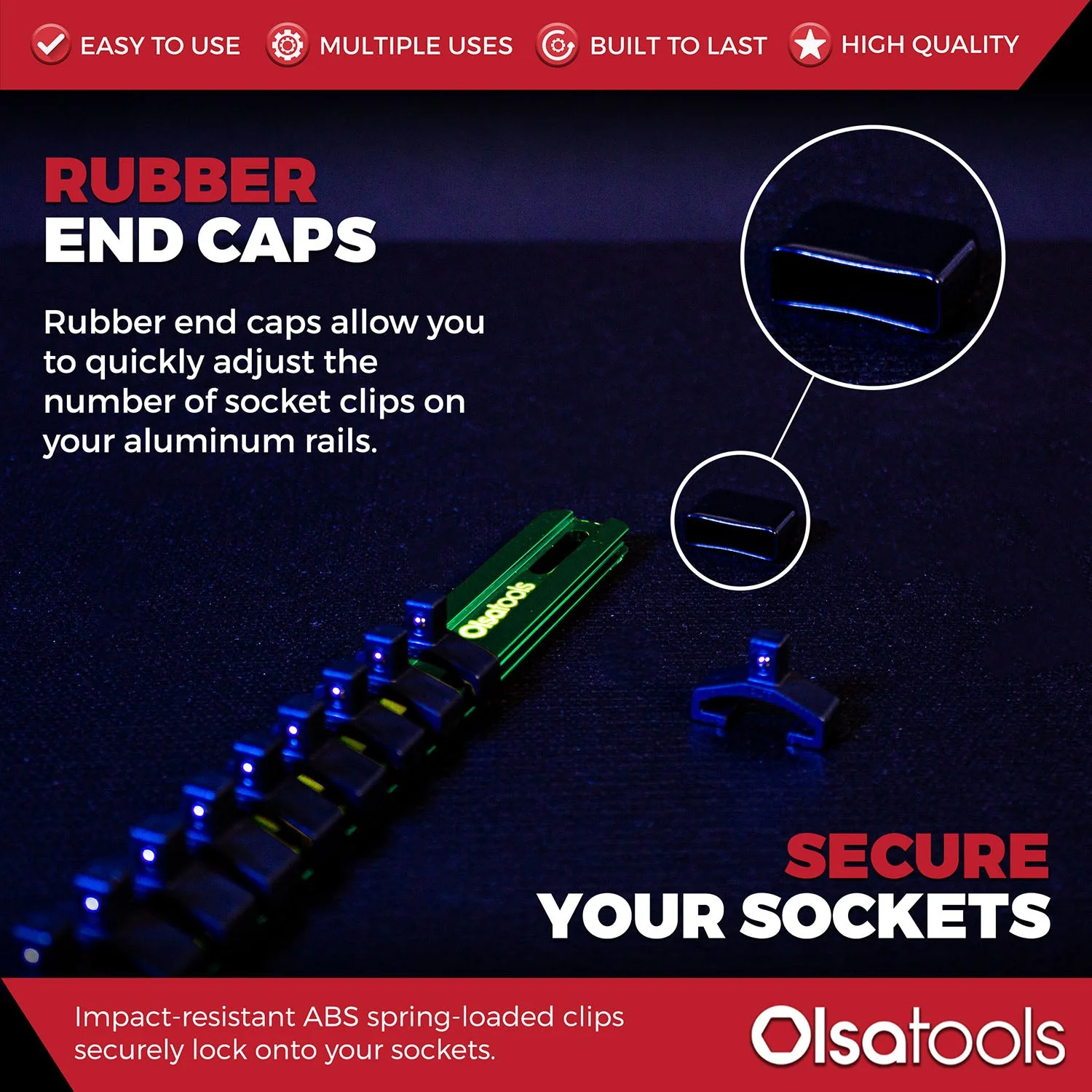 Aluminum Socket Organizer Rails With Rubber End Caps - Image 161