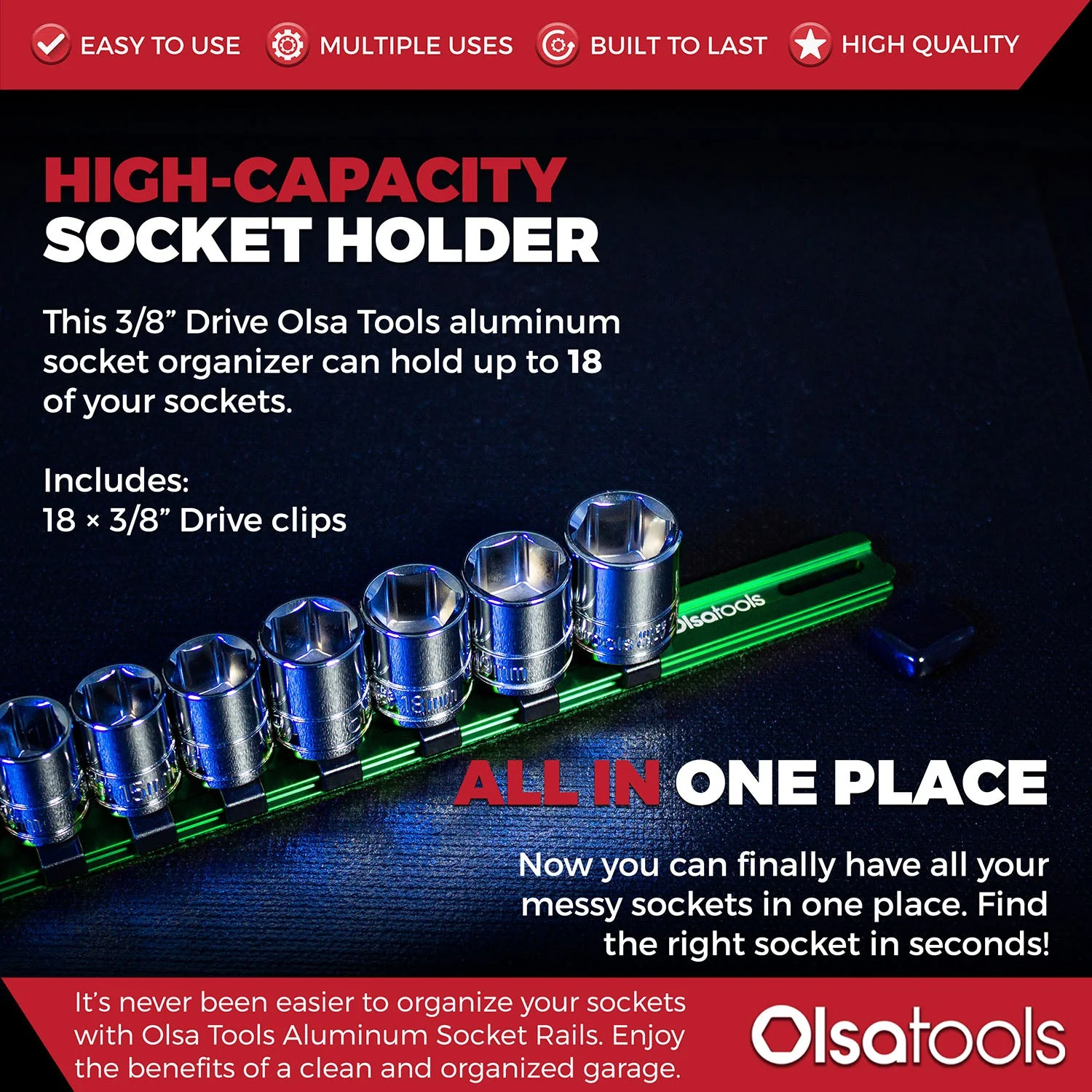 Aluminum Socket Organizer Rails With Rubber End Caps - Image 163