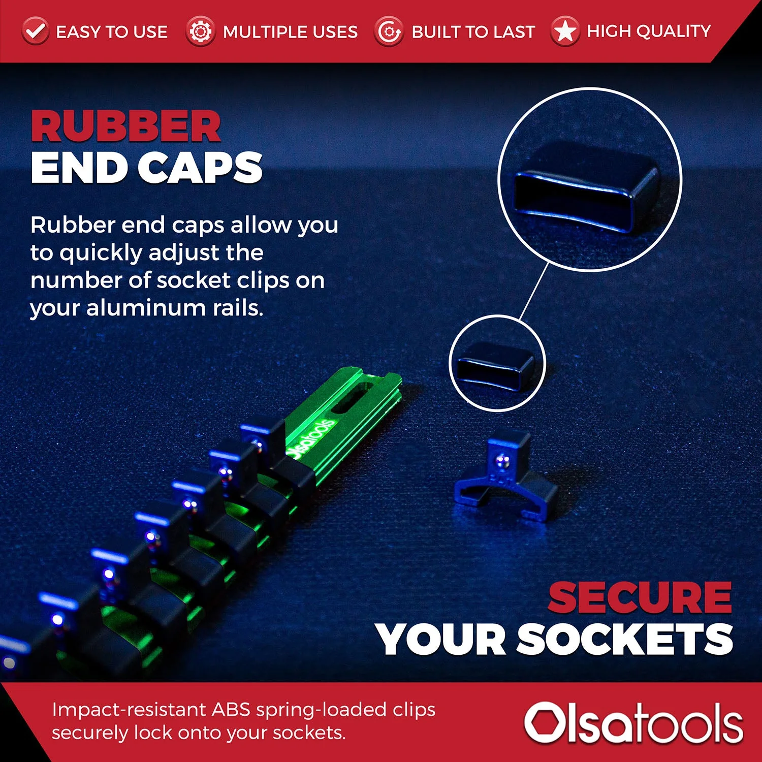 Aluminum Socket Organizer Rails With Rubber End Caps - Image 165
