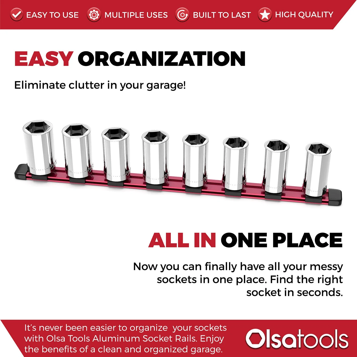 Aluminum Socket Organizer Rails With Rubber End Caps - Image 187