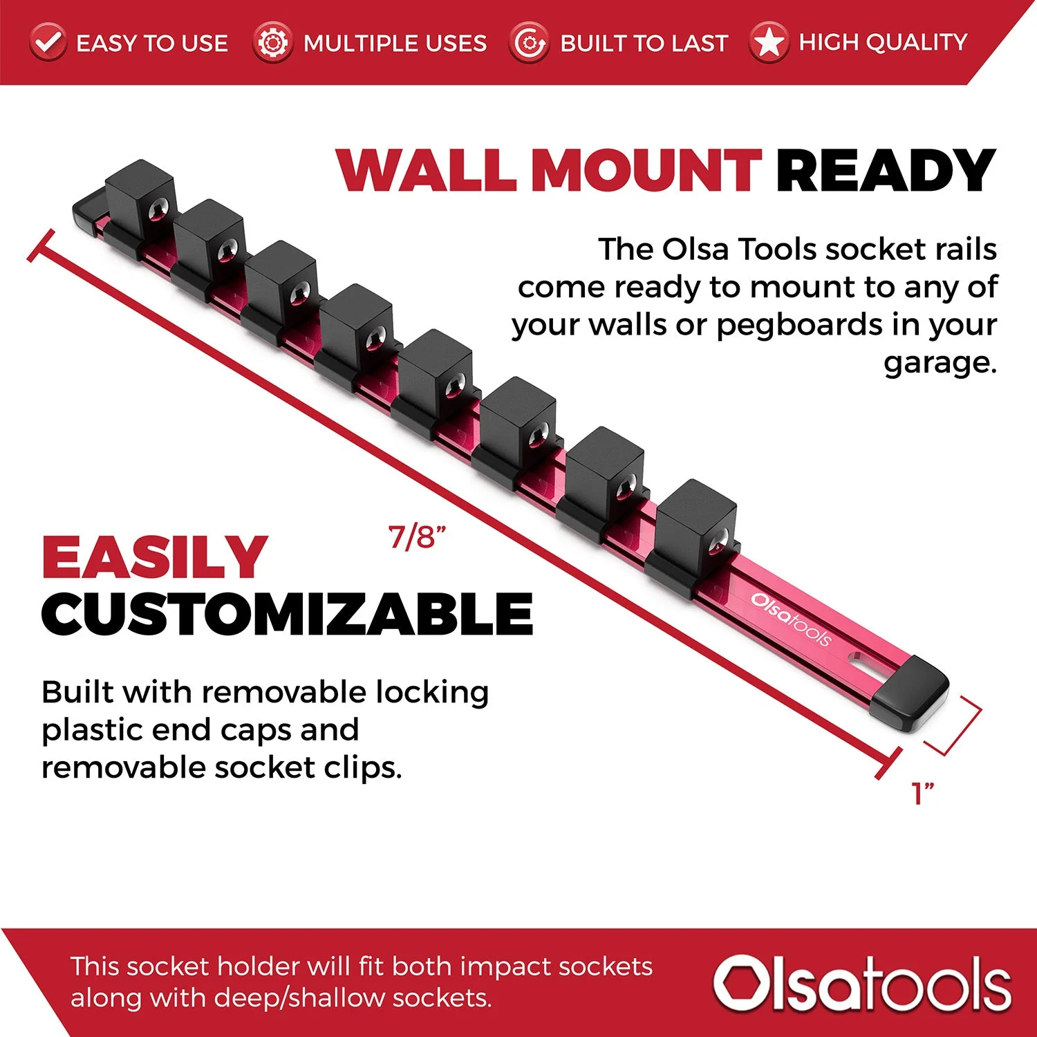 Aluminum Socket Organizer Rails With Rubber End Caps - Image 189