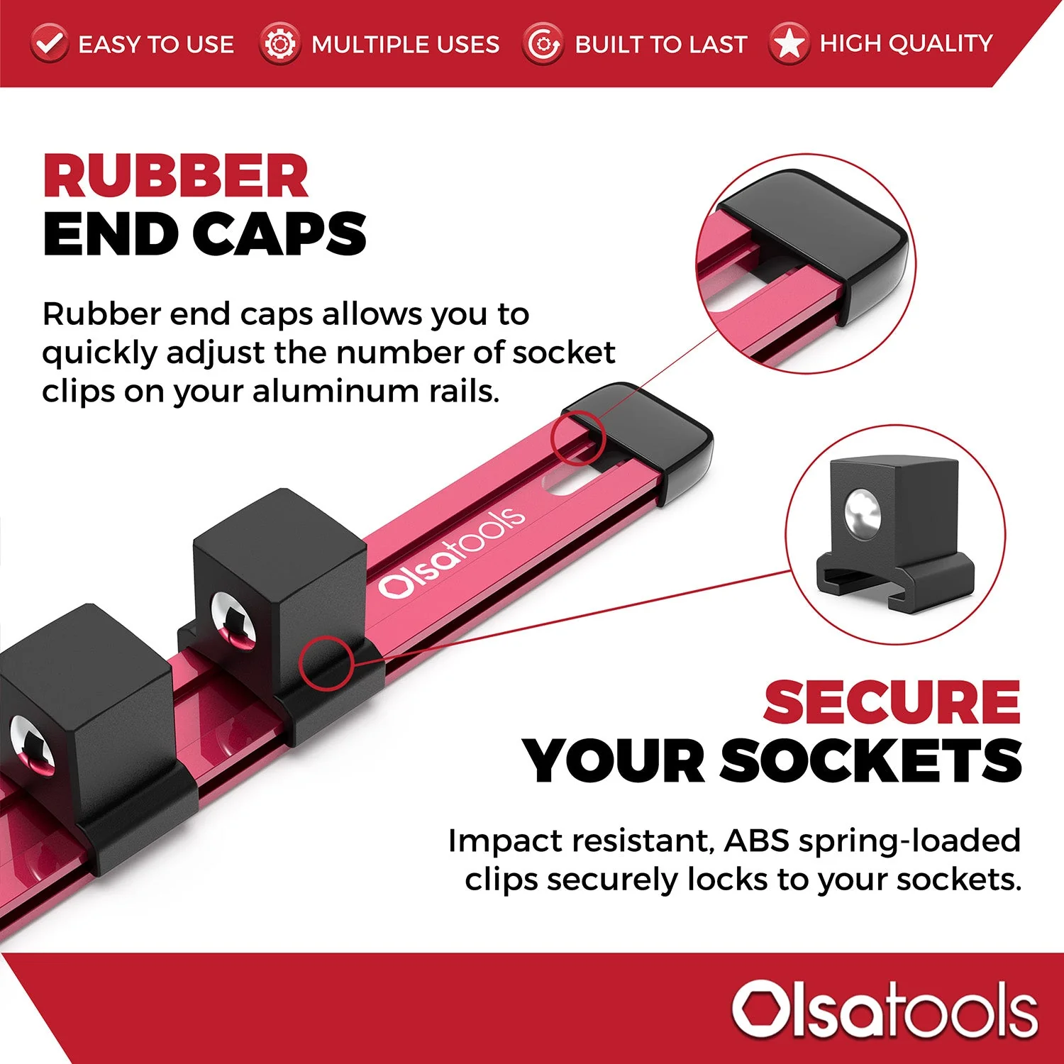 Aluminum Socket Organizer Rails With Rubber End Caps - Image 190