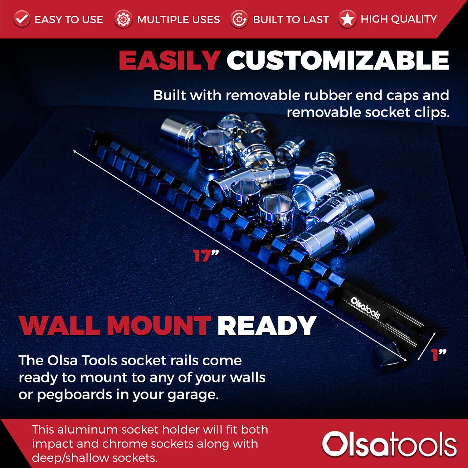 Aluminum Socket Organizer Rails With Rubber End Caps - Image 48