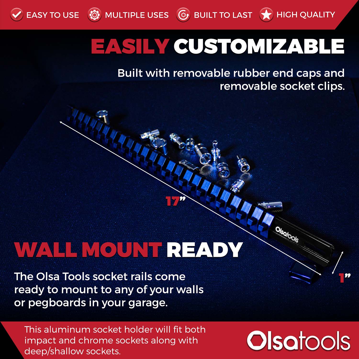Aluminum Socket Organizer Rails With Rubber End Caps - Image 52