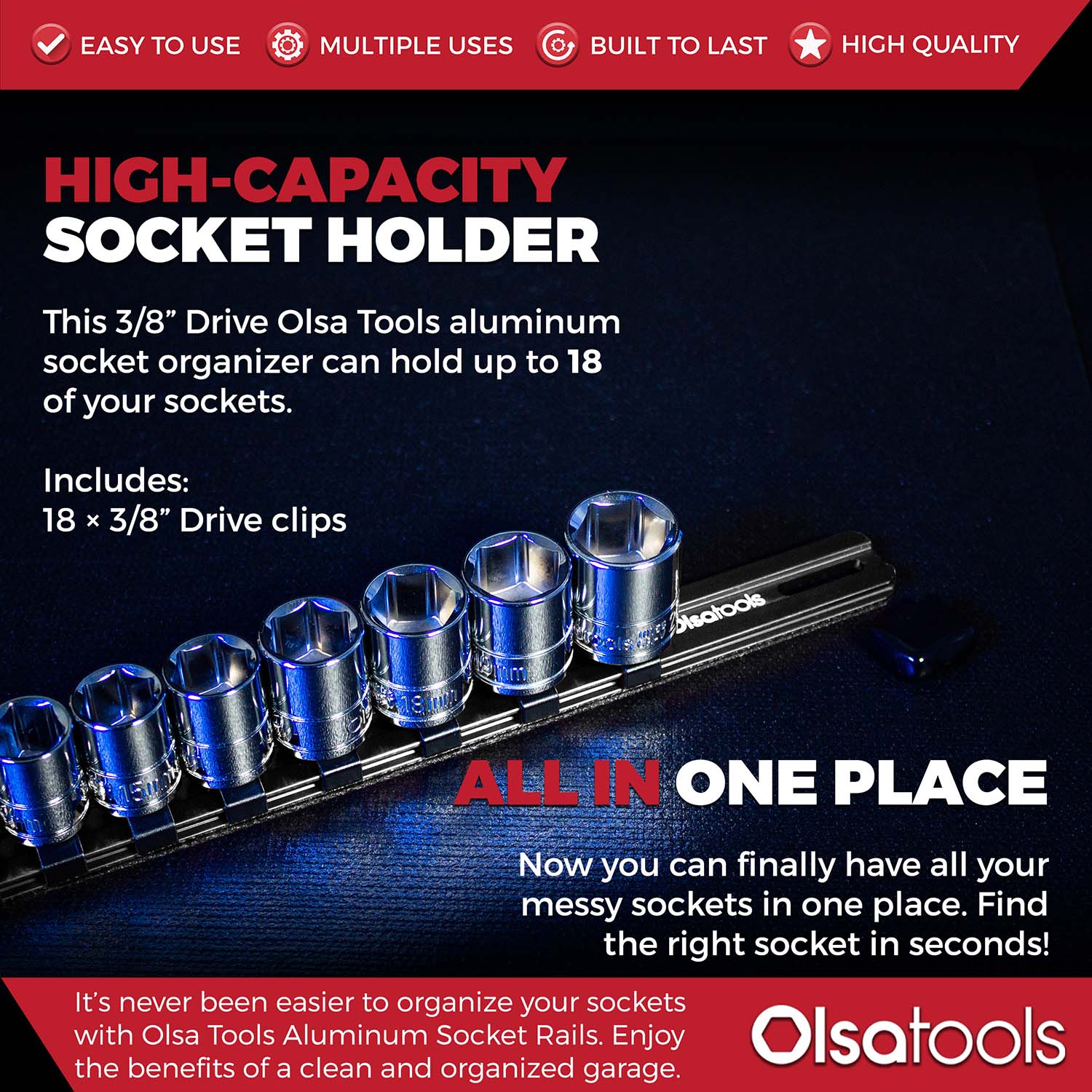 Aluminum Socket Organizer Rails With Rubber End Caps - Image 55