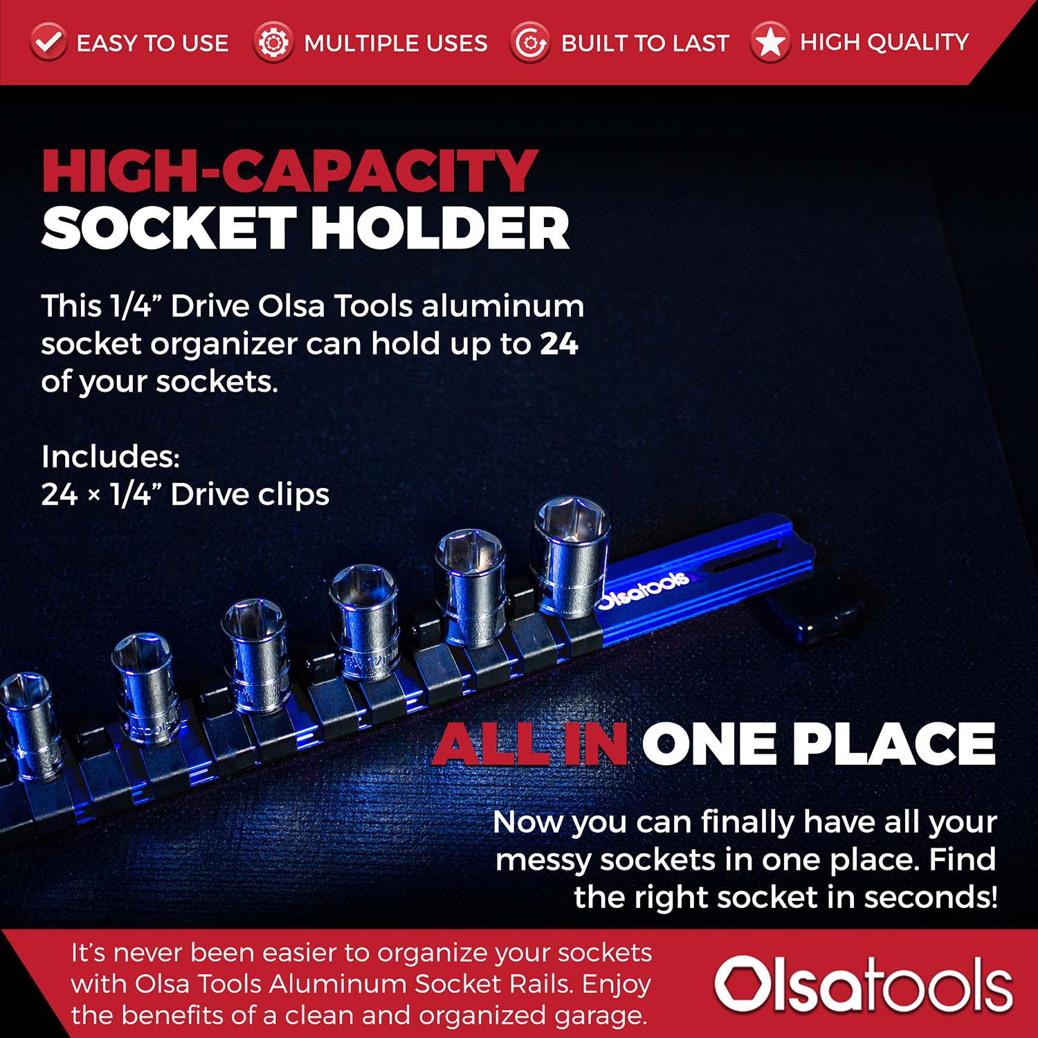 Aluminum Socket Organizer Rails With Rubber End Caps - Image 71
