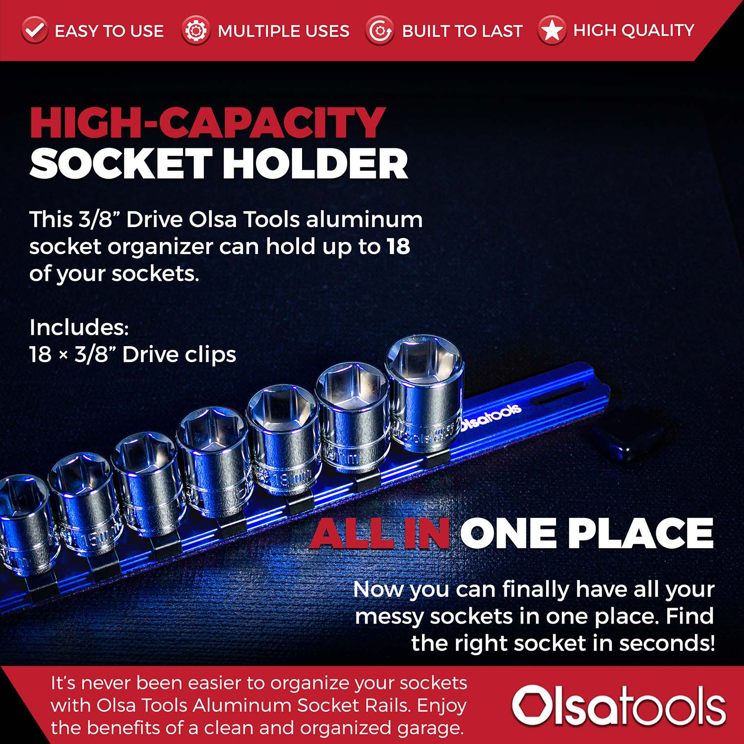 Aluminum Socket Organizer Rails With Rubber End Caps - Image 75