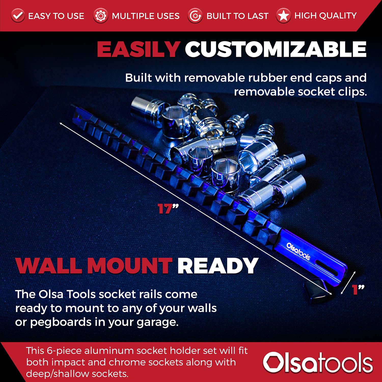 Aluminum Socket Organizer Rails With Rubber End Caps - Image 84
