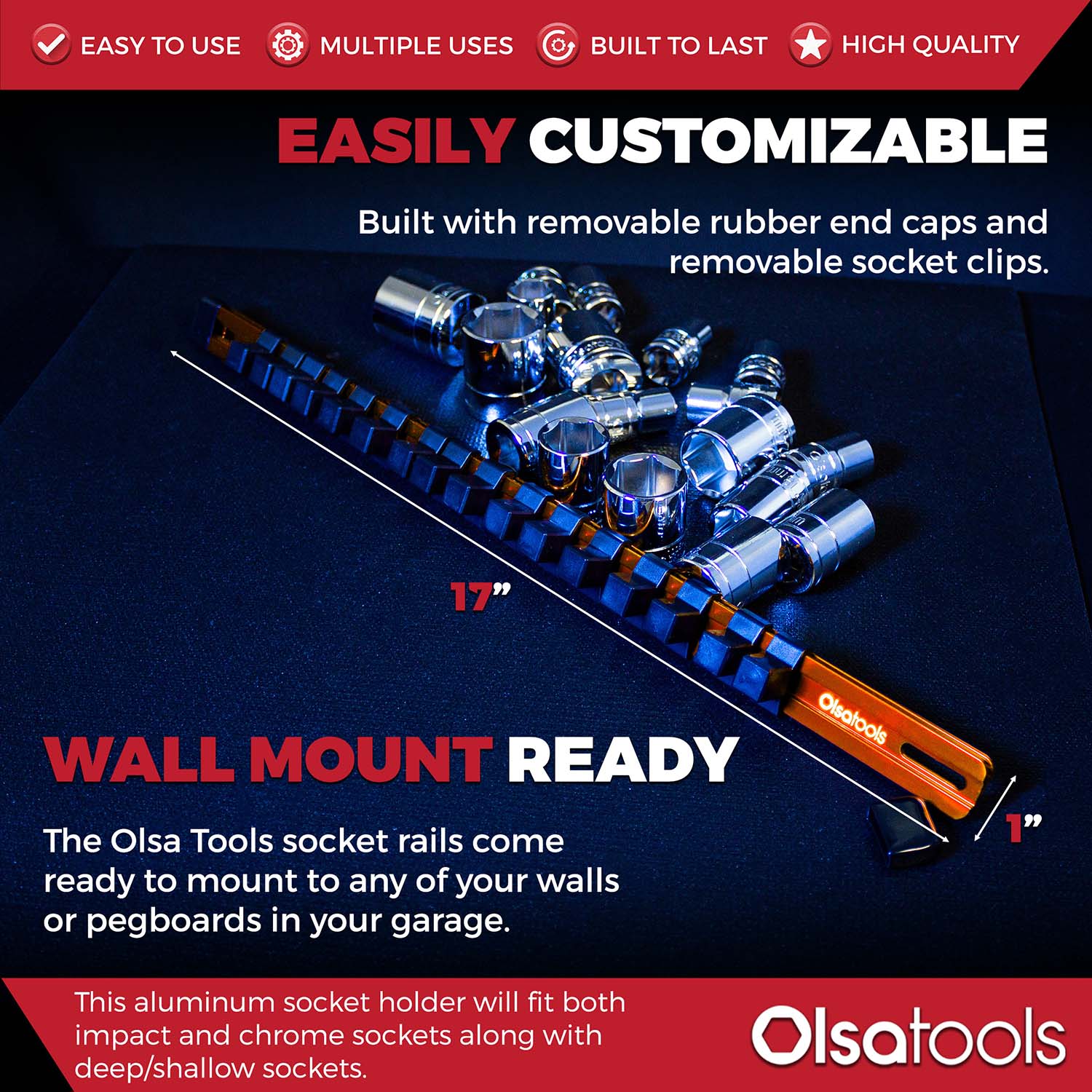 Aluminum Socket Organizer Rails With Rubber End Caps - Image 88