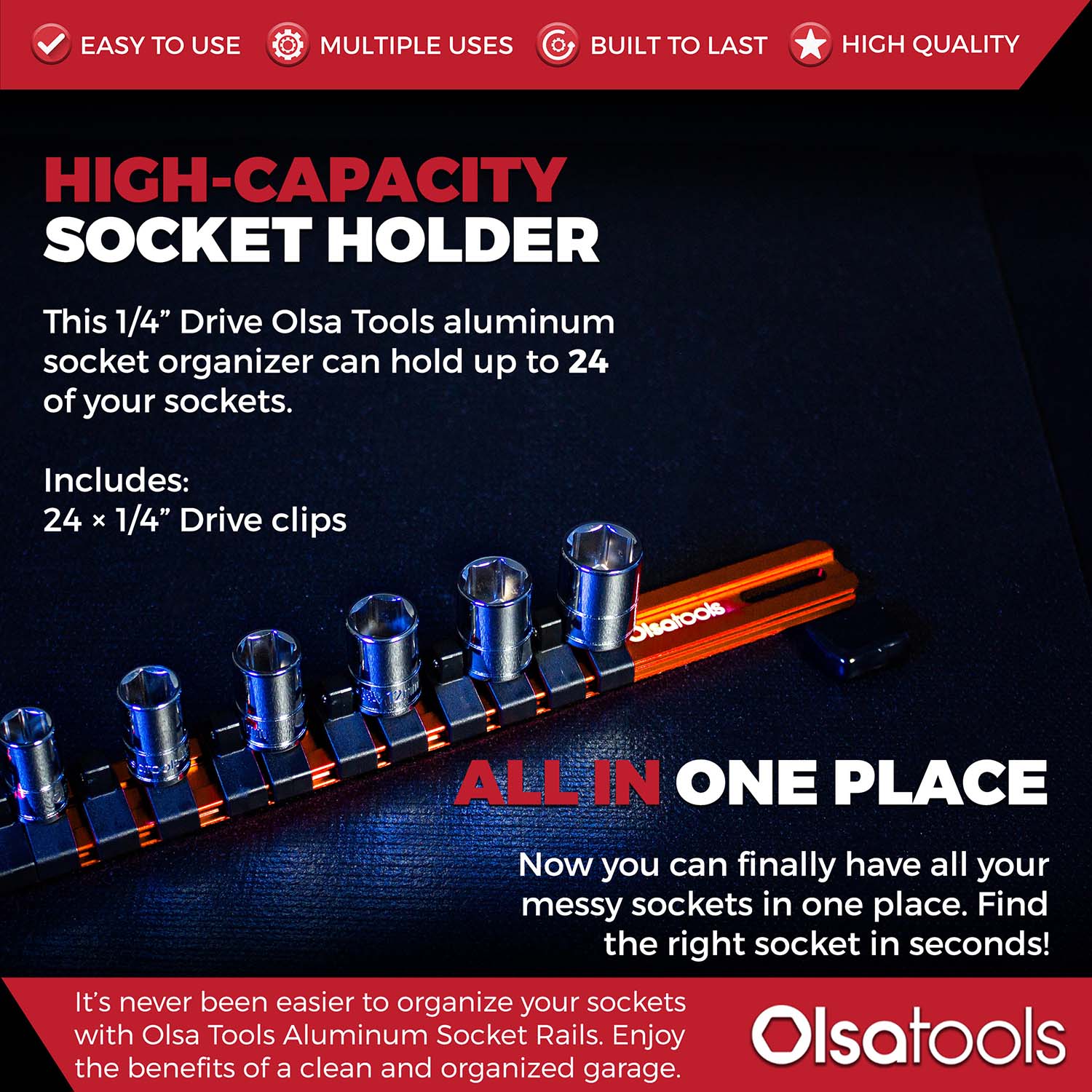 Aluminum Socket Organizer Rails With Rubber End Caps - Image 91