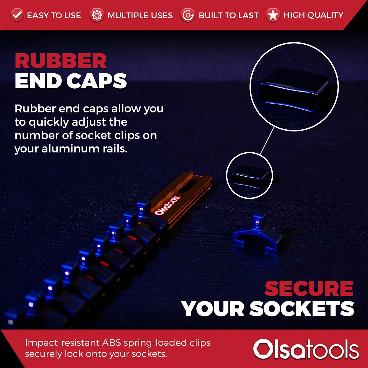 Aluminum Socket Organizer Rails With Rubber End Caps - Image 93