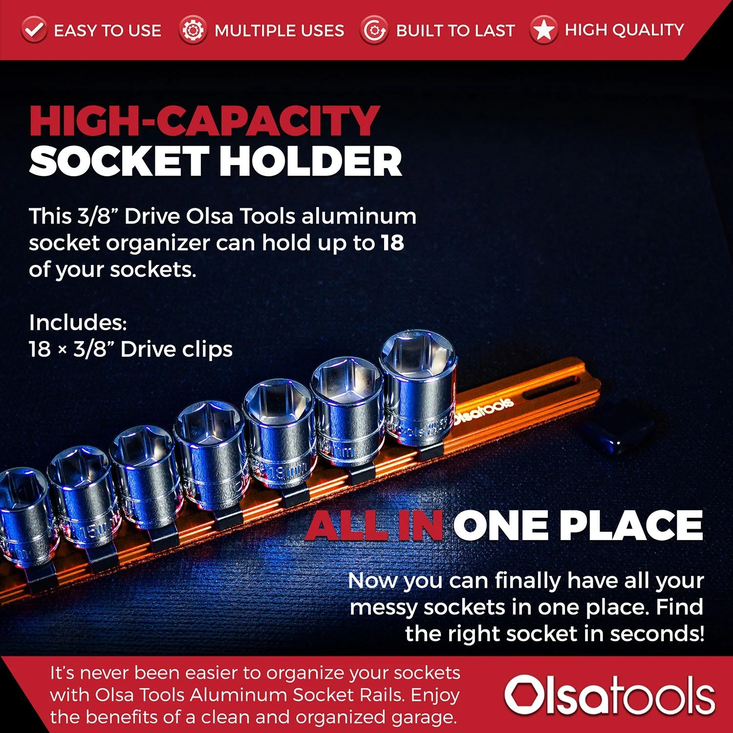 Aluminum Socket Organizer Rails With Rubber End Caps - Image 95