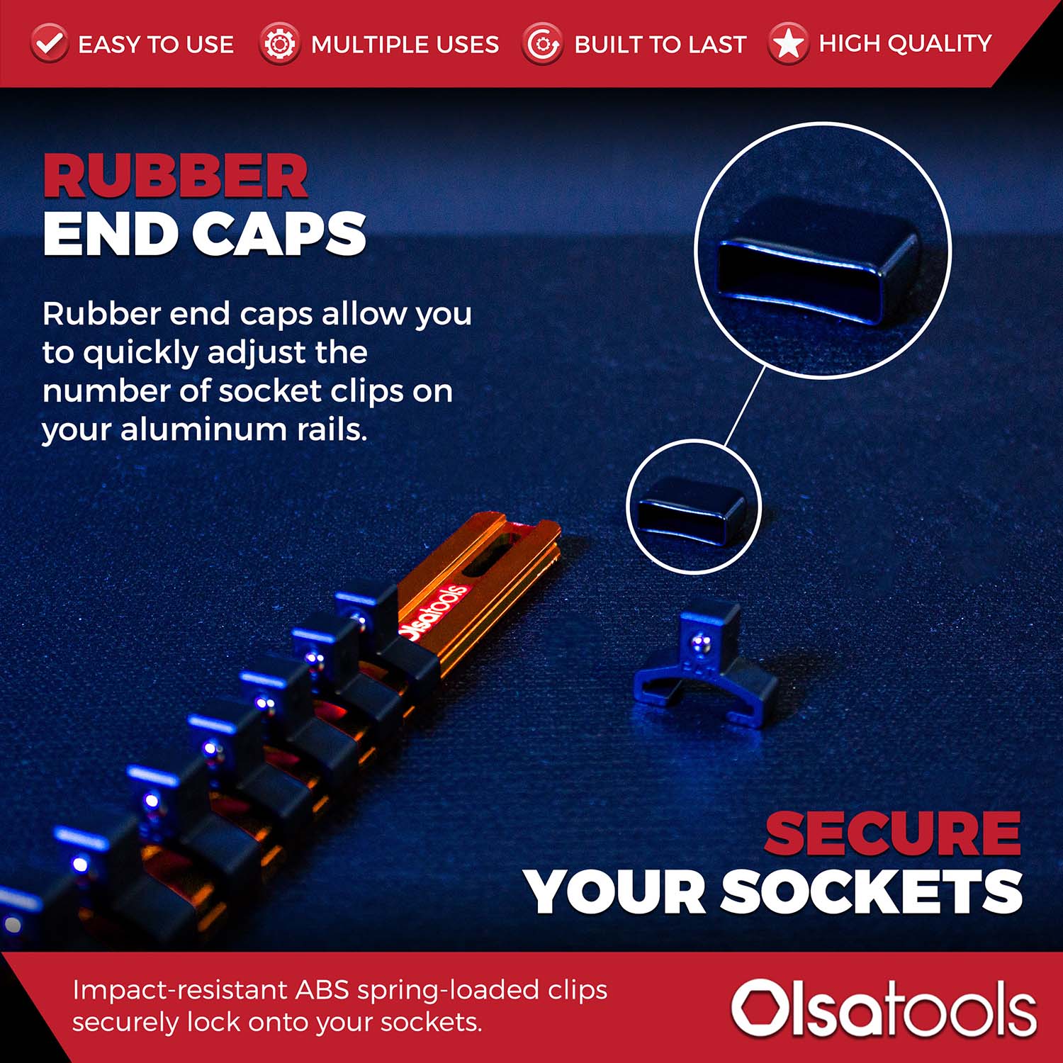 Aluminum Socket Organizer Rails With Rubber End Caps - Image 97
