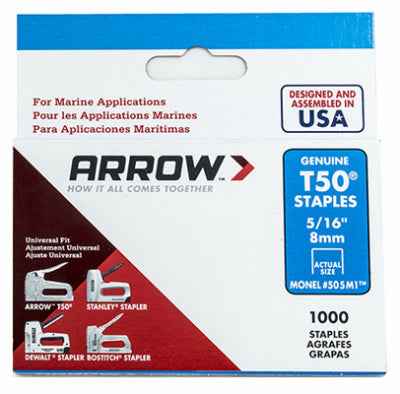 Arrow Fastener 5/16 in. L x 3/8 in. W Stainless Steel Flat Crown Heavy Duty Staples 18 Ga. (Pack of 5) - Image 2