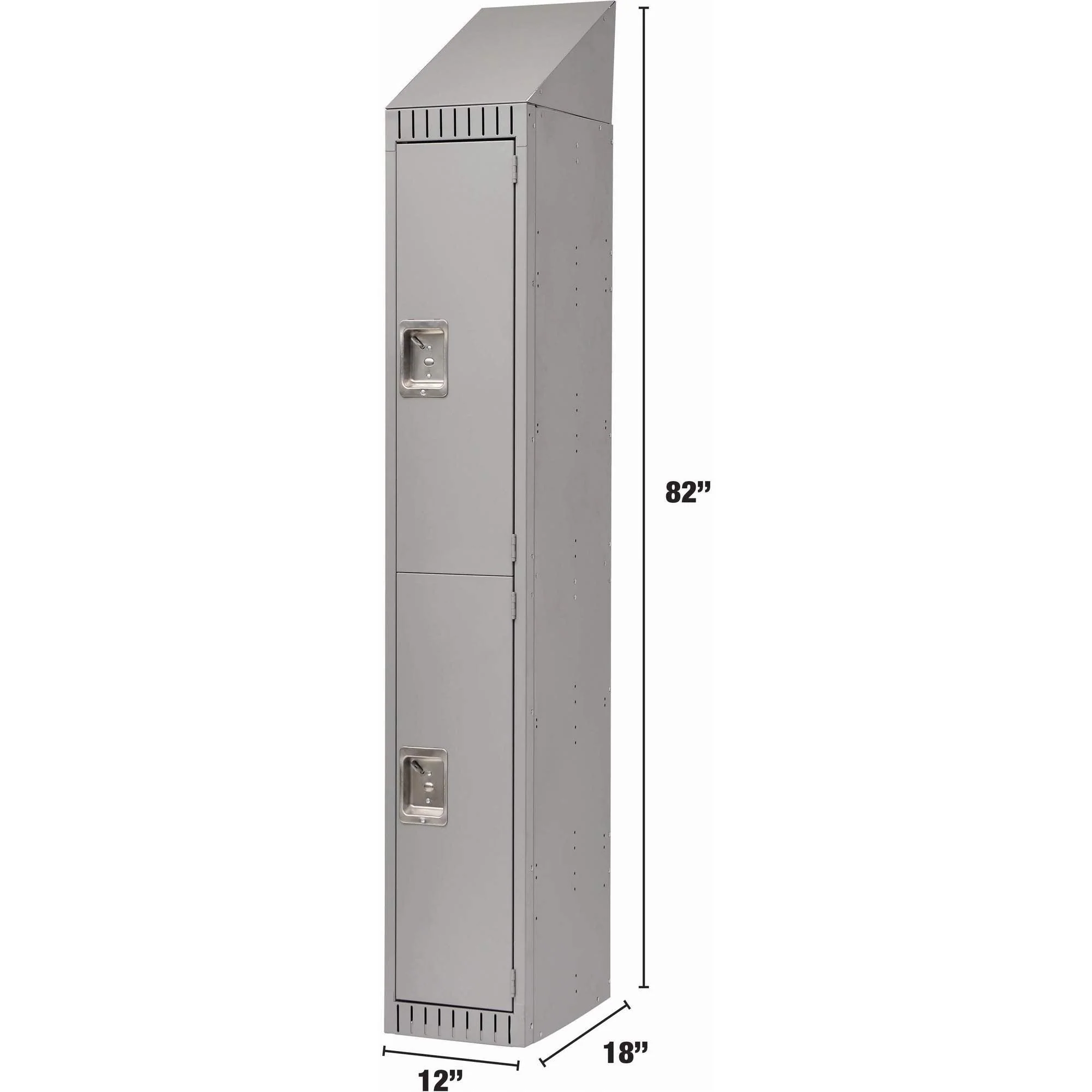 Assembled Lockers, 2 -tier, 12" x 18" x 72", Steel, Grey, Rivet (Assembled) - Image 2