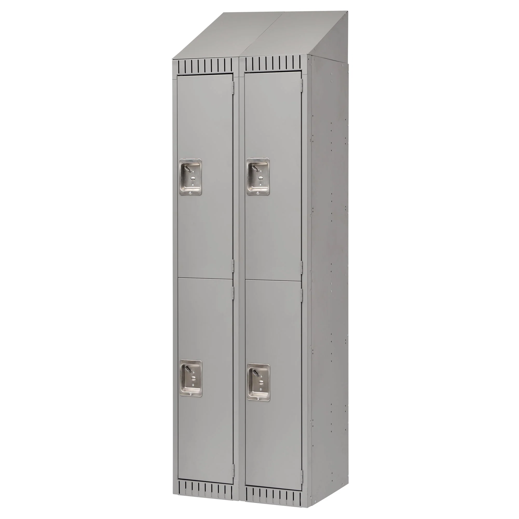 Assembled Lockers, 2 -tier, Bank of 2, 24" x 18" x 72", Steel, Grey, Rivet (Assembled)