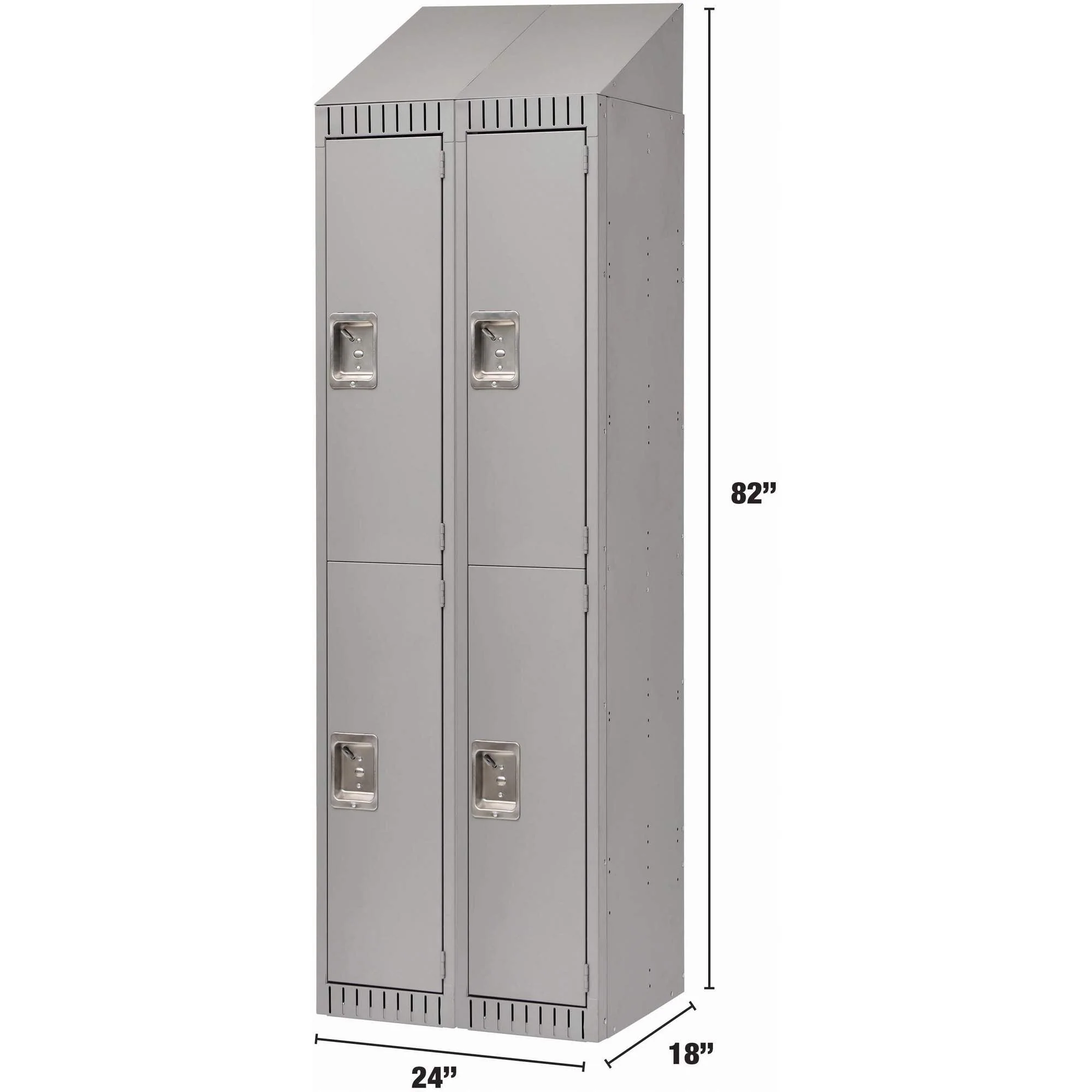 Assembled Lockers, 2 -tier, Bank of 2, 24" x 18" x 72", Steel, Grey, Rivet (Assembled) - Image 2