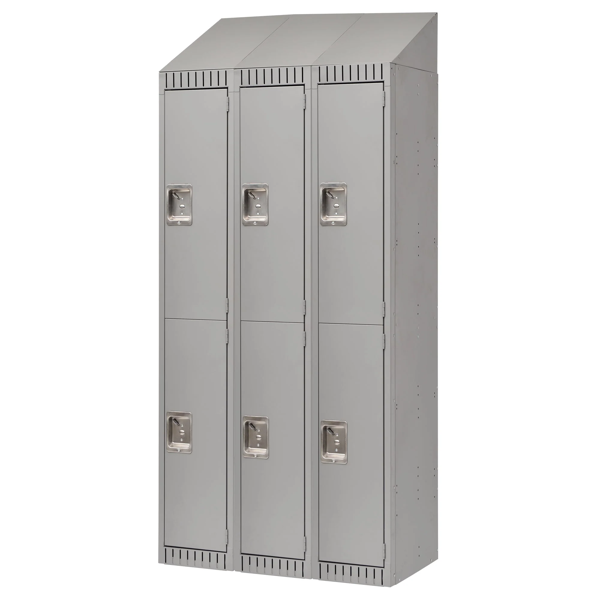 Assembled Lockers, 2 -tier, Bank of 3, 36" x 18" x 72", Steel, Grey, Rivet (Assembled)