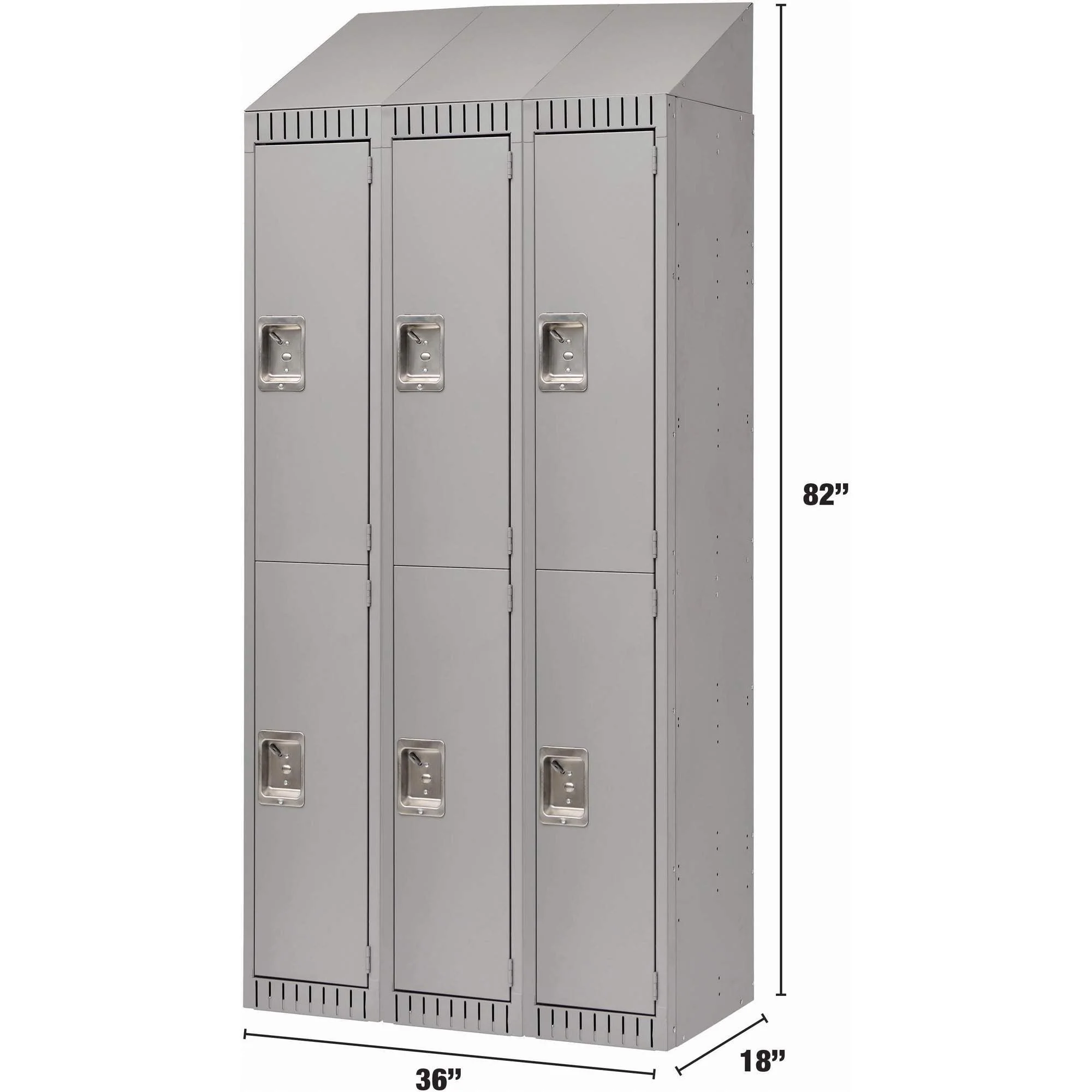 Assembled Lockers, 2 -tier, Bank of 3, 36" x 18" x 72", Steel, Grey, Rivet (Assembled) - Image 2