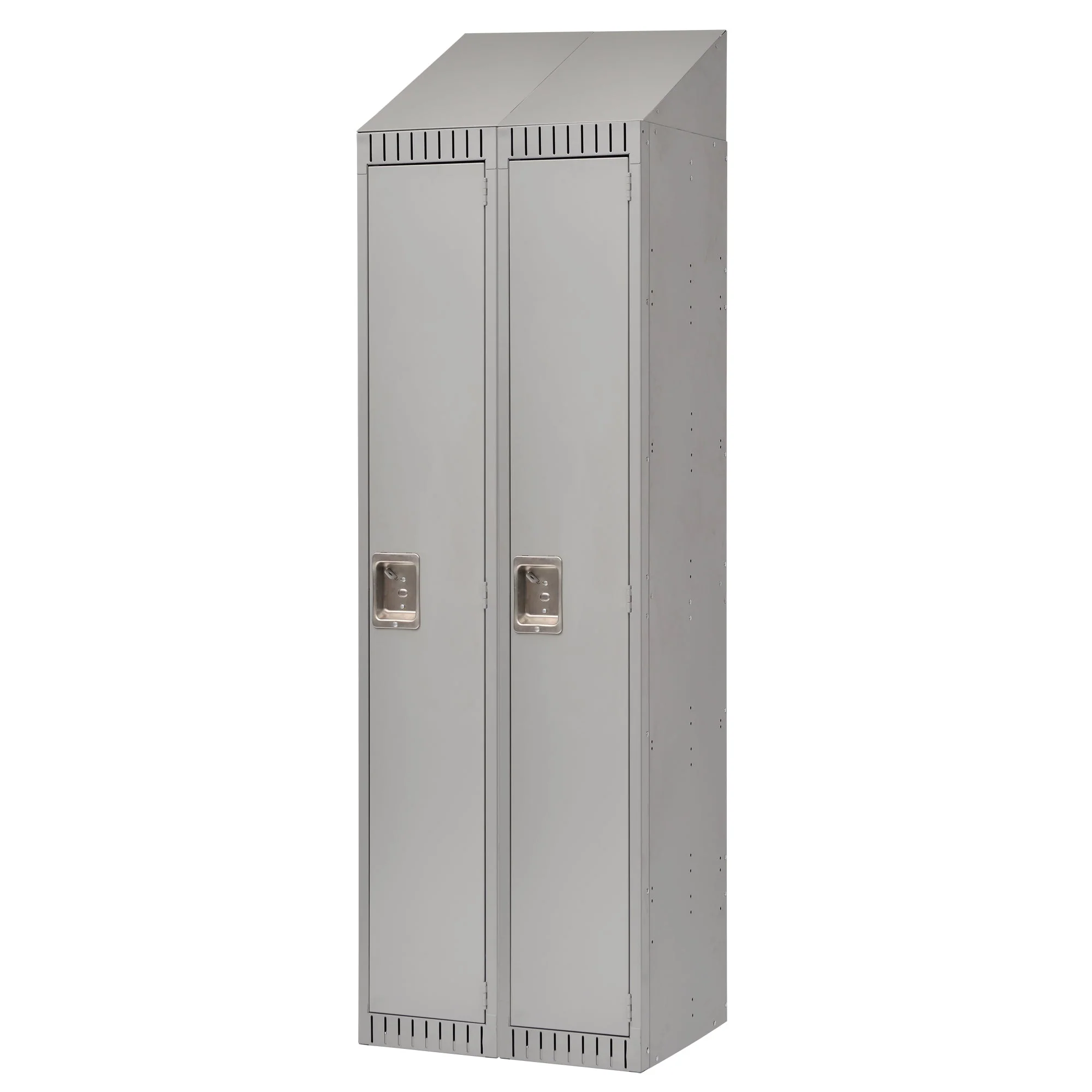 Assembled Lockers, Bank of 2, 24" x 18" x 82", Steel, Grey, Rivet (Assembled)