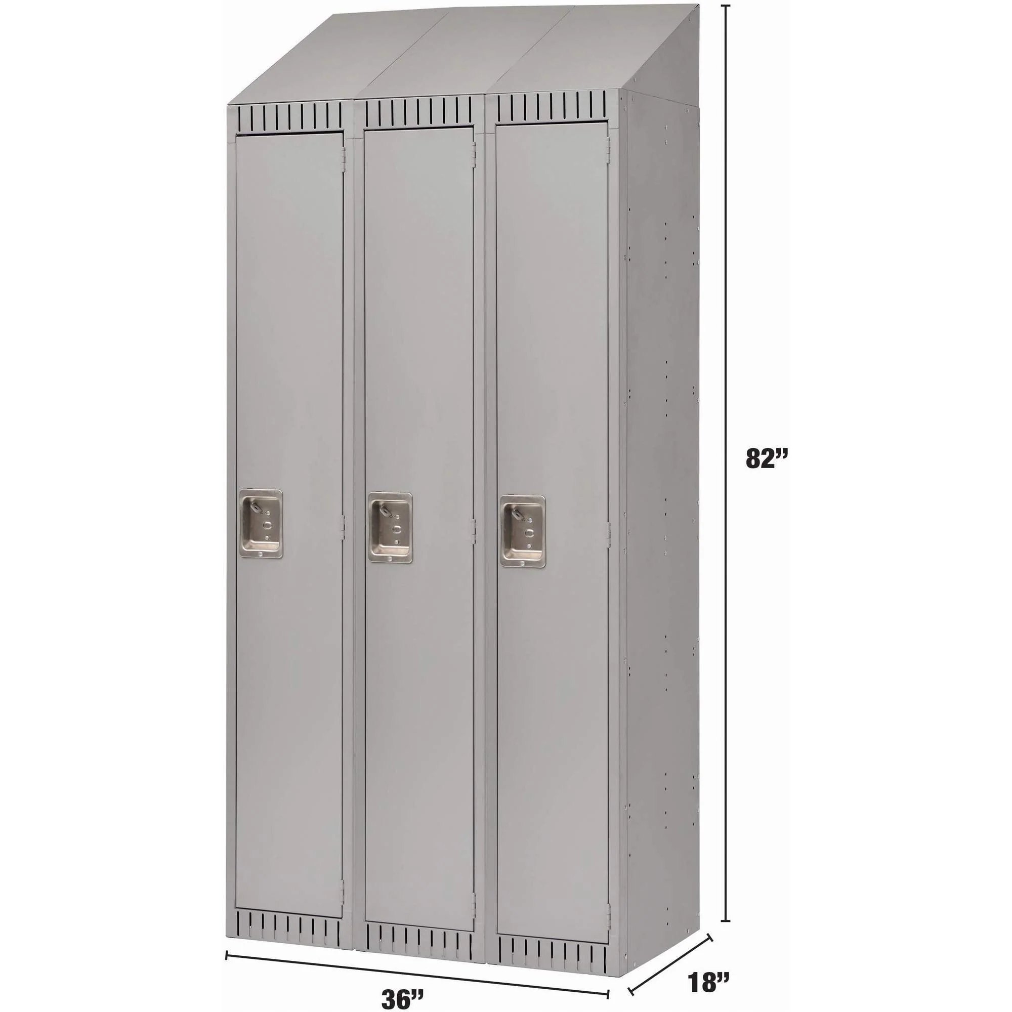 Assembled Lockers, Bank of 3, 36" x 18" x 82", Steel, Grey, Rivet (Assembled) - Image 2