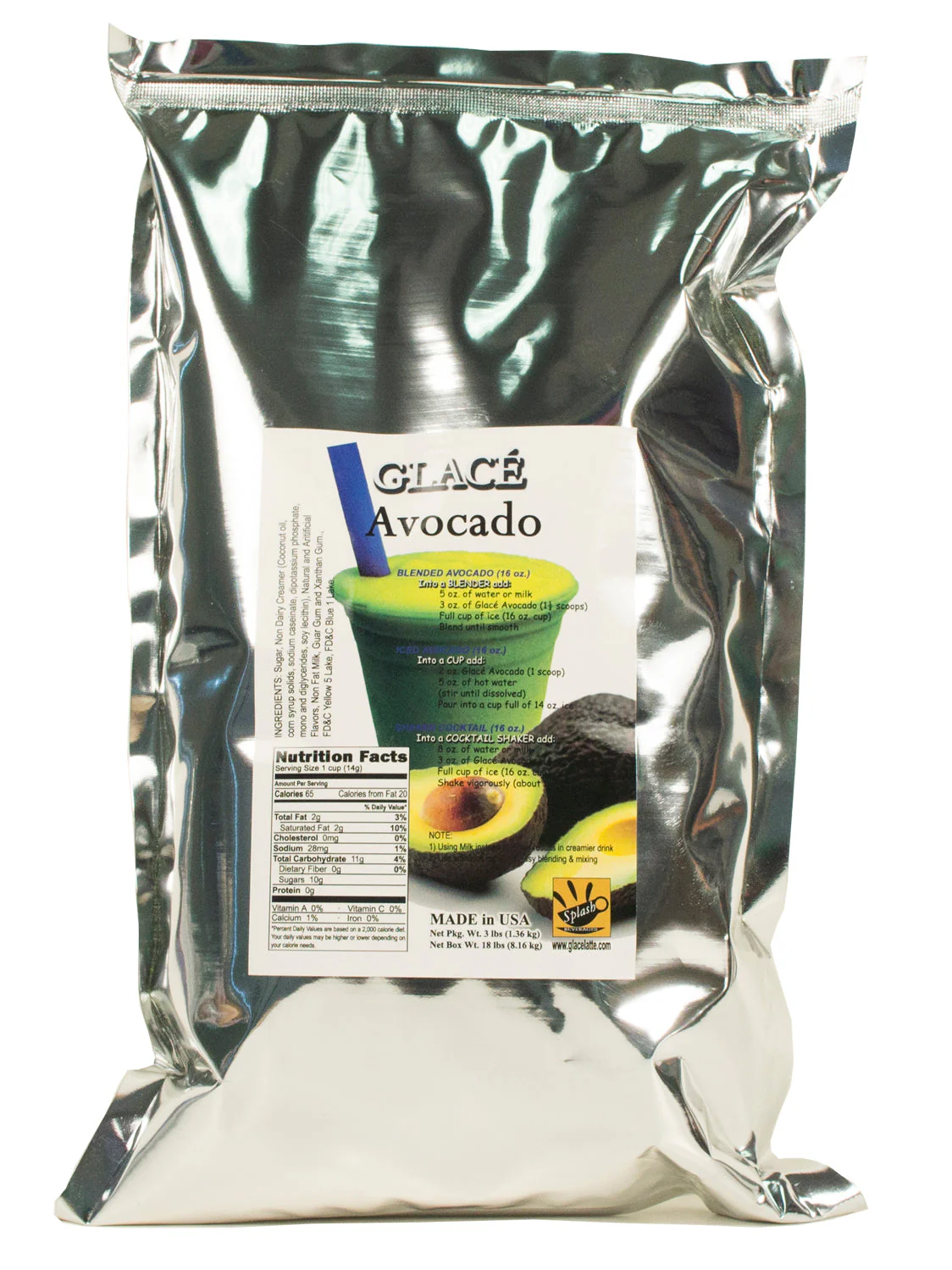 Avocado 4 in 1 Mix for Bubble Tea, Smoothies, Lattes and Frappes, 3 lbs. Bag (Case 6 x 3 lbs. Bags) - Ships Free Within Canada on Orders Above CAD $199