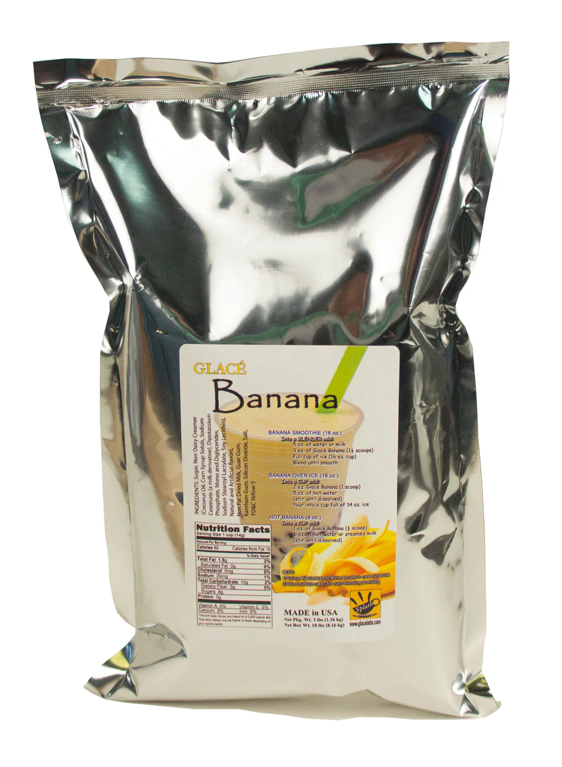 Banana 4 in 1 Mix for Bubble Tea, Smoothies, Lattes and Frappes, 3 lbs. Bag (Case 6 x 3 lbs. Bags) - Ships Free Within Canada on Orders Above CAD $199