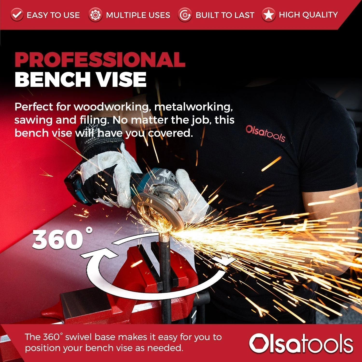 Bench Vises | 360° Swivel Base | Forged Steel - Image 10