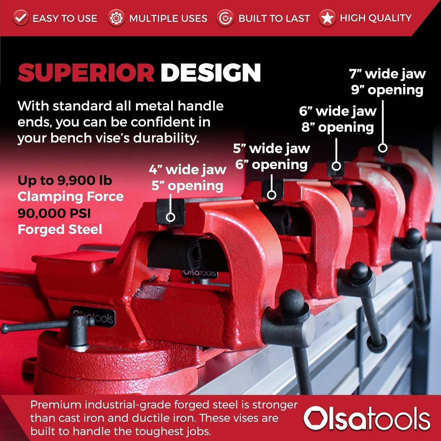 Bench Vises | 360° Swivel Base | Forged Steel - Image 15