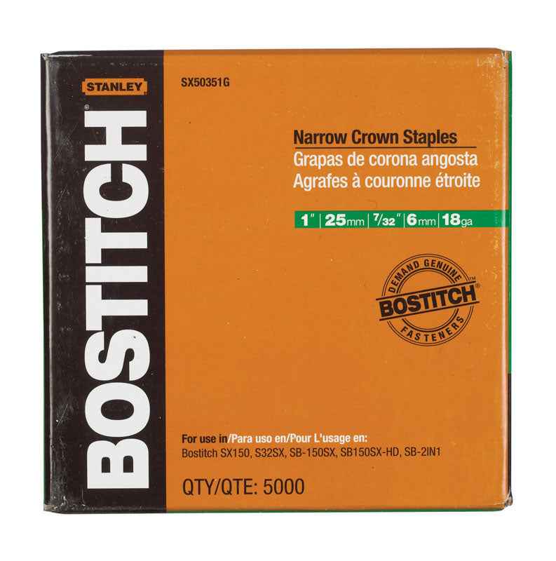 Bostitch SX 7/32 in. W X 1 in. L 18 Ga. Narrow Crown Staples 5000 pk - Image 3