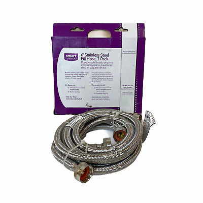 Braided Stainless Steel 6' Washer Fill Hoses, 2Pk - Image 2