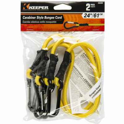 Keeper Yellow Carabiner Style Bungee Cord 24 in. L x 0.315 in. 1 pk - Image 2