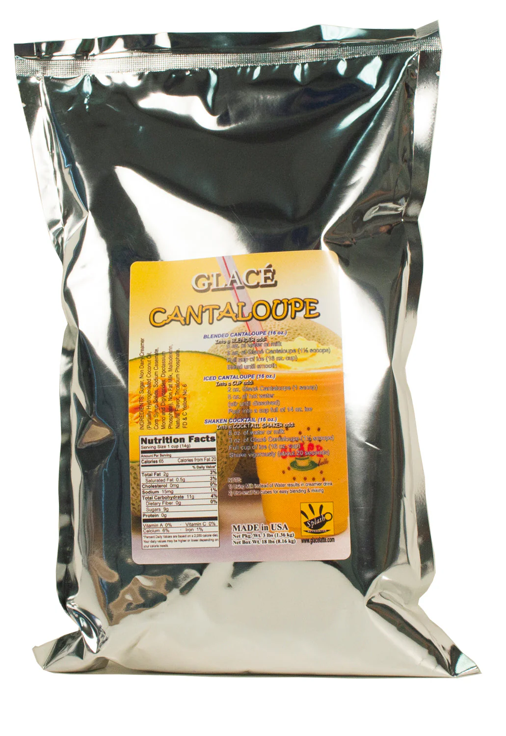 Cantaloupe 4 in 1 Mix for Bubble Tea, Smoothies, Lattes and Frappes, 3 lbs. Bag (Case 6 x 3 lbs. Bags) - Ships Free Within Canada on Orders Above CAD $199