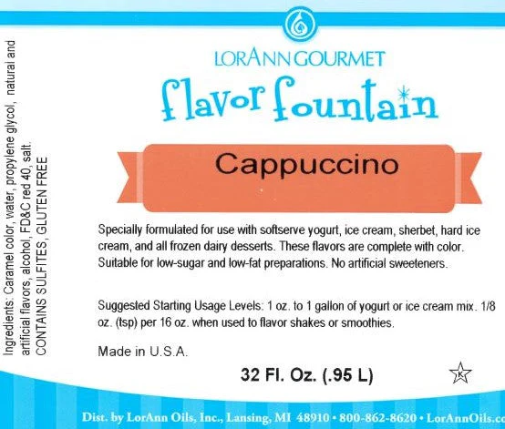 Cappuccino Flavor Fountain - 4 oz. - 32 oz. - Ice Cream and Beverage Flavors - LorAnn Oils - Canadian Distribution - Ships Free Within Canada on Orders Above CAD $199 - Image 3