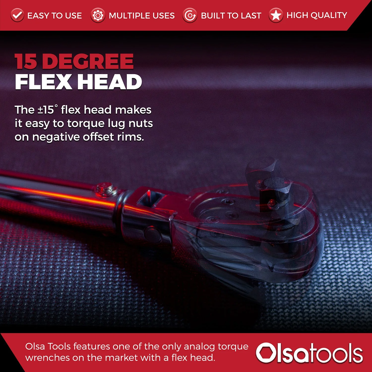 Click Torque Wrench with Flex Head - 1/2" Drive, 24" Long (50-250 ft-lb Torque Range) - Image 3