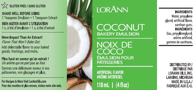 Coconut Bakery Emulsion - 4 oz. - 16 oz. - 1 Gallon - 5 Gallons - Bakery Emulsions Canada - Ships Free Within Canada on Orders Above CAD $199 - Image 4