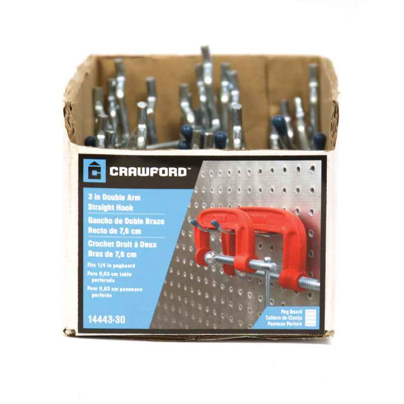 Crawford Zinc-Plated Silver Steel Pegboard Double Arm Hanger Holder 6 lb. capacity 1 pk (Pack of 30) - Image 2