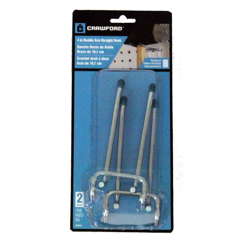 Crawford Zinc-Plated Silver Steel Heavy Duty Double Arm Pegboard Hook 5 lb. cap. 2 pk - Image 4