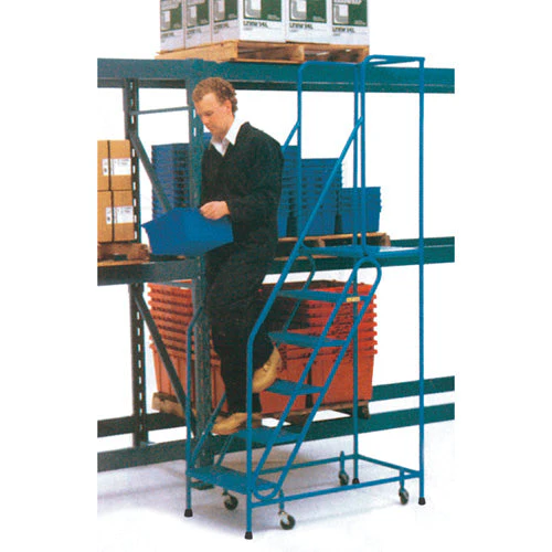CSA-Certified Rolling Step Ladder, 6 Steps, 22" Step Width, 55" Platform Height, Steel - Image 2